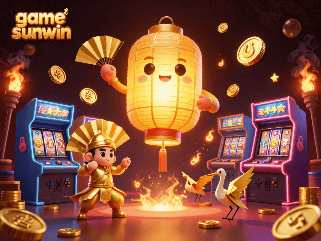 Experience game sunwin excitement with a vibrant 3D casino scene filled with dynamic gaming elements.