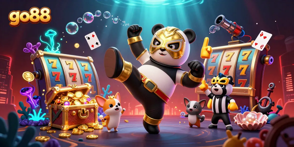 Experience thrilling wins and excitement with go88's dynamic casino illustration featuring lively characters and rich game elements.