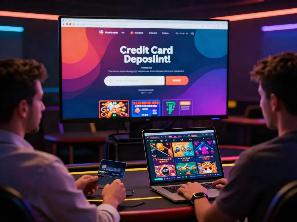 Credit card casino sites depicted on a user-friendly online interface with vibrant game graphics.