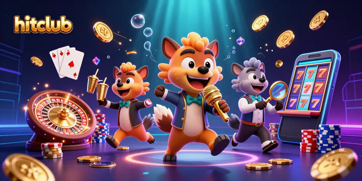Experience gaming thrills at hitclub with hyenas in a vibrant casino scene featuring exciting game elements.