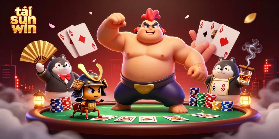 Experience the excitement of tải sun win with a powerful sumo rooster and dynamic poker elements.