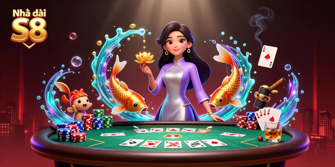 Engage in exciting gameplay at Nhà cái S8 with vibrant casino elements and a visually stunning backdrop.